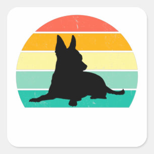 Retro Sunset Chihuahua Quadratischer Aufkleber
