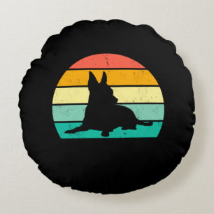 Retro Sunset Chihuahua Rundes Kissen
