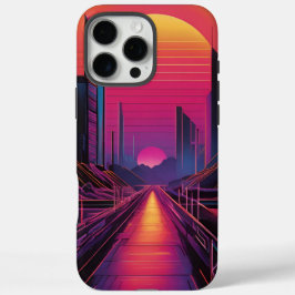 Rétro Sunset City coque iphone Vaporwave esthétiqu