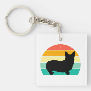 Retro Sunset Corgi Schlüsselanhänger