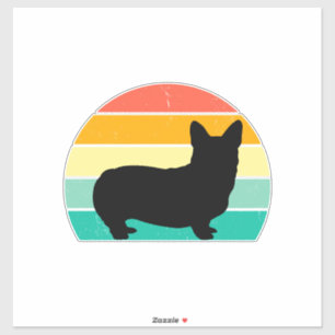 Retro Sunset Corgi Sticker
