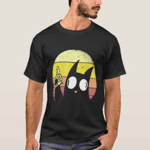 Retro Sunset Crazy Cat T-Shirt