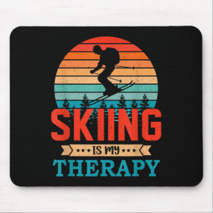 Retro Sunset Design Skiverleih für sonnige Skifahr Mousepad