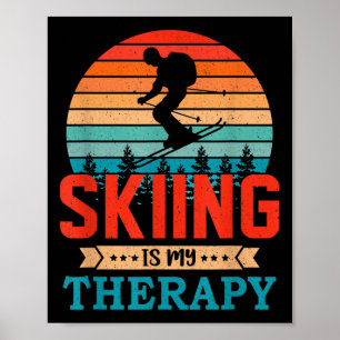 Retro Sunset Design Skiverleih für sonnige Skifahr Poster