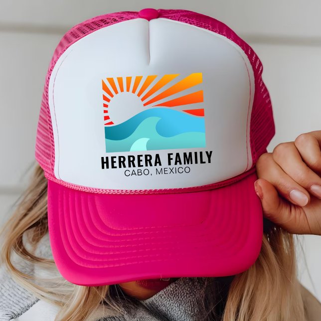 Retro Sunset Family Urlaub Wiedersehen Beach Somme Truckerkappe (Von Creator hochgeladen)