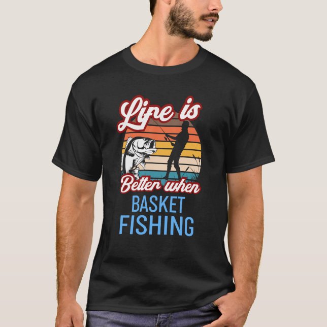 Retro Sunset Fishing  When Basket Fishing T-Shirt (Vorderseite)