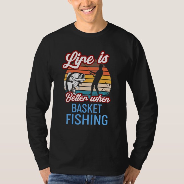 Retro Sunset Fishing  When Basket Fishing T-Shirt (Vorderseite)