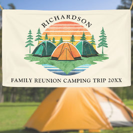 Retro Sunset Forest Camping Custom Family Wiederse Banner