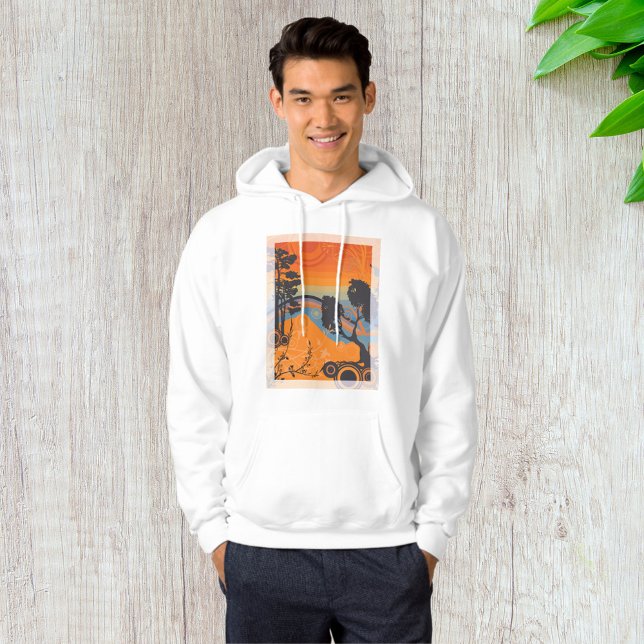 Retro Sunset Forest Landschaft Abstrakt Hoodie (Von Creator hochgeladen)