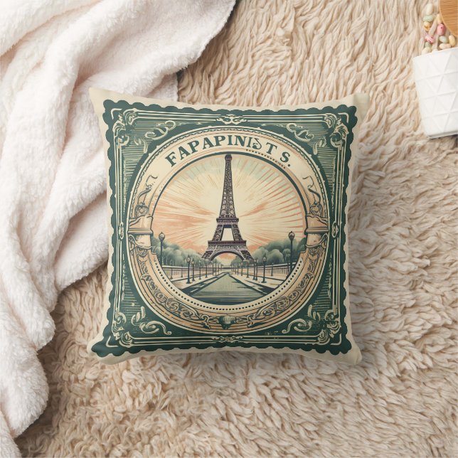 Retro Sunset French Eiffel Tower Paris France Kissen (Decke)