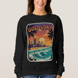 Retro Sunset Gold Coast Australia Surfer Beach Sweatshirt