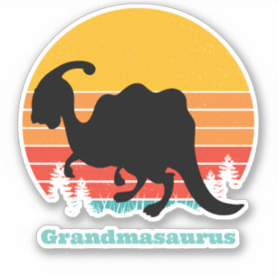 Retro Sunset Grandmasaurus Aufkleber