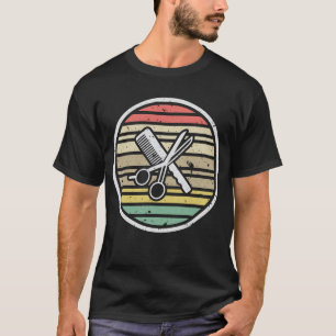 Retro Sunset Graphic Hair Stylist Friseur T-Shirt