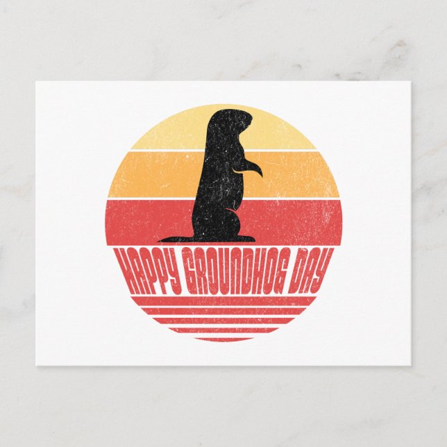 Retro Sunset Groundhog Day Postkarte (Vorderseite)