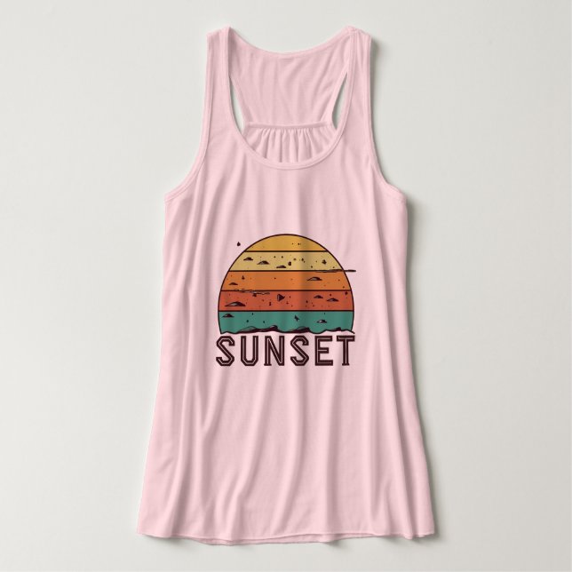 Retro Sunset Horizon Graphic T-Shirt Tank Top (Design Vorderseite)