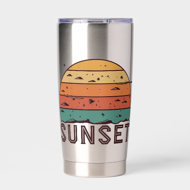 Retro Sunset Horizon Graphic Tasse' Thermobecher (Vorderseite)