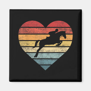 Retro Sunset Horse Lover Rider Reitsport Magnet