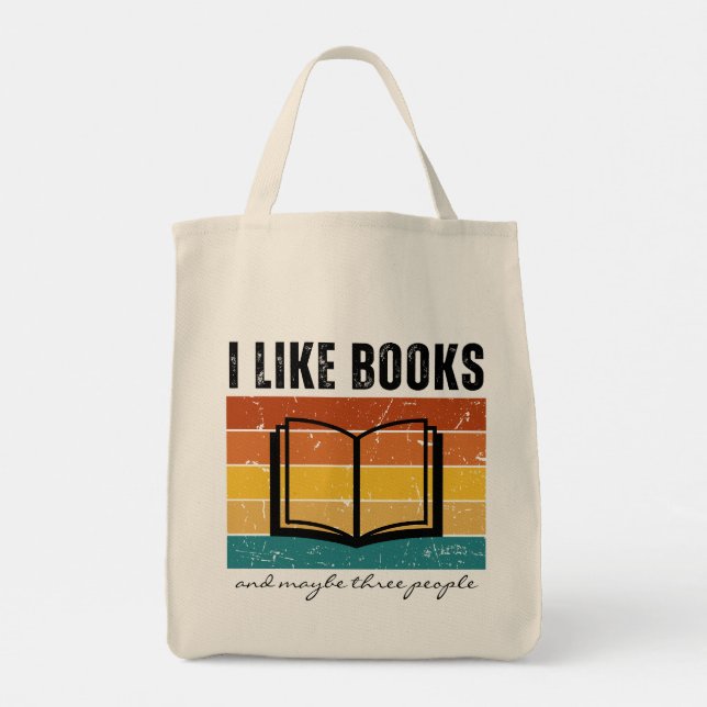 Retro Sunset I like Books Reader's Tragetasche (Rückseite)