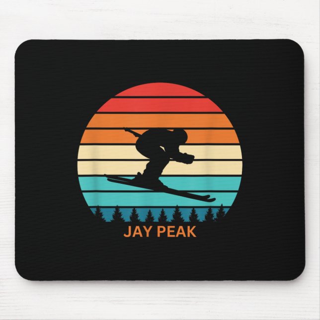 Retro Sunset Jay Peak Vermont Skifahrer Mousepad (Vorne)