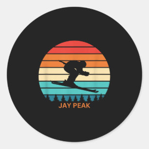 Retro Sunset Jay Peak Vermont Skifahrer Runder Aufkleber