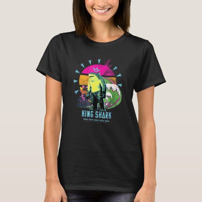 Retro Sunset King Shark Nom Nom T-Shirt (Vorderseite)