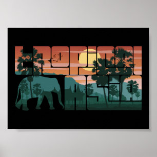 Retro Sunset Landschaft Asien Thailand - Typografi Poster