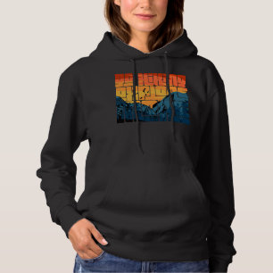Retro Sunset Landschaft Wandern neben dem Wasser Hoodie