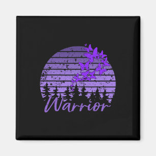 Retro Sunset Lila Butterfly Fibro Lupus Krieger Magnet