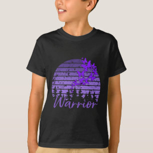 Retro Sunset Lila Butterfly Fibro Lupus Krieger T-Shirt