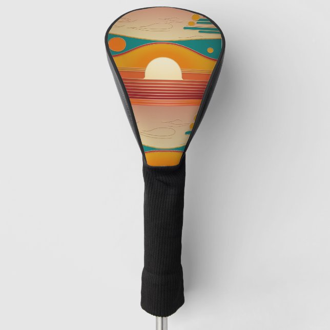 Retro Sunset Lines Aesthetic Golf Driver Cover Golf Headcover (Vorderseite)