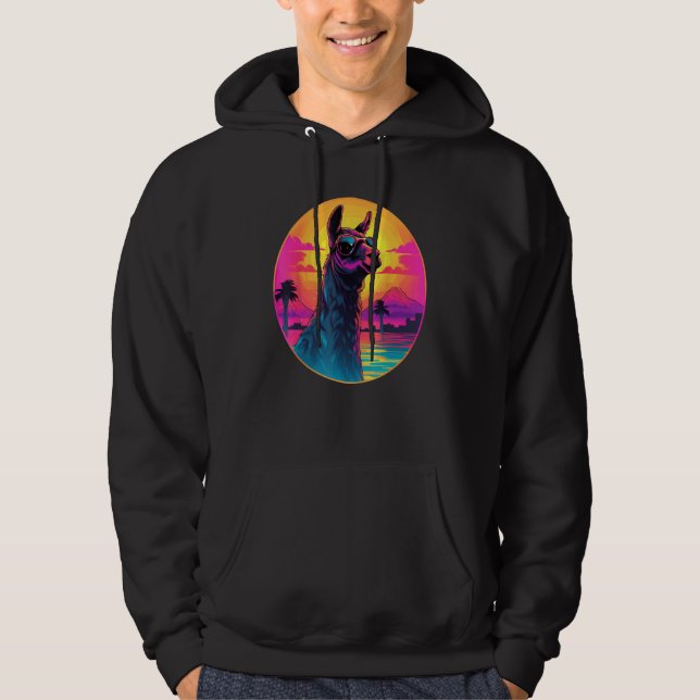 Retro Sunset Llama Hoodie (Vorderseite)