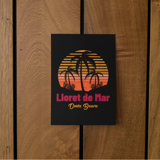 Retro Sunset Lloret de Mar Spanien Urlaub Postkarte (Retro Sunset Lloret de Mar Spain Vacation Postcard)