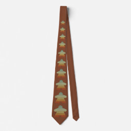 Retro Sunset Meeple Brown Orange Grey Board Gamer Krawatte