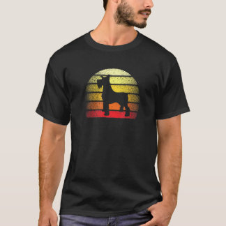 Retro Sunset Miniature Schnauzer Dog Design T-Shirt