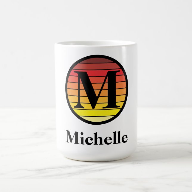 Retro-Sunset-Monogramm-Vorlage Kaffeetasse (Mittel)