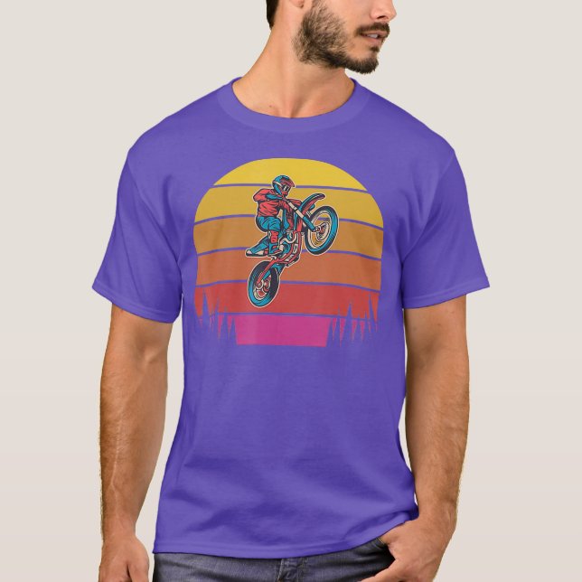 Retro Sunset Motocross Supercross Off Road Road T-Shirt (Vorderseite)