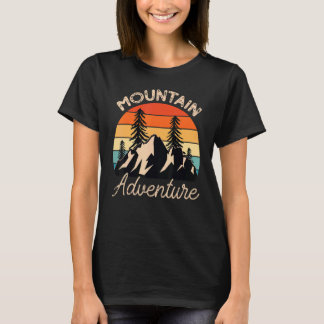 Retro Sunset Mountain Hiking Adventure Camping Out T-Shirt
