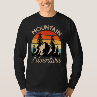 Retro Sunset Mountain Hiking Adventure Camping Out T-Shirt