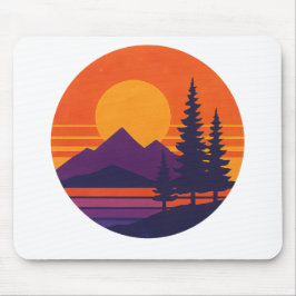 Retro Sunset Nature Vibes | Vintage 80s Aesthetic  Mousepad
