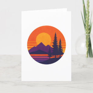 Retro Sunset Nature Vibes Vintager 80er Ästhetik Dankeskarte