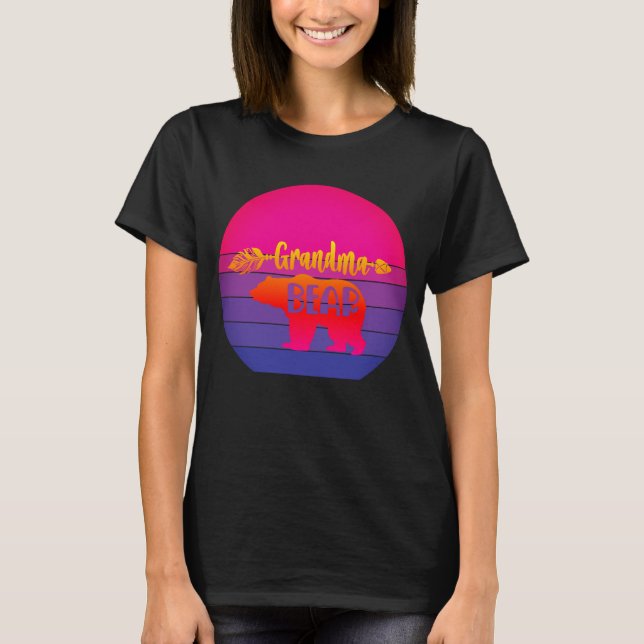 Retro Sunset Oma Bär T-Shirt (Vorderseite)