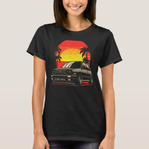 Retro Sunset on the Beach Classic Car Summer Famil T-Shirt