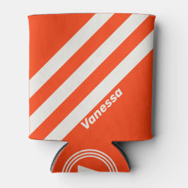 Retro Sunset Orange Drei Streifen mit Namen Dosenkühler