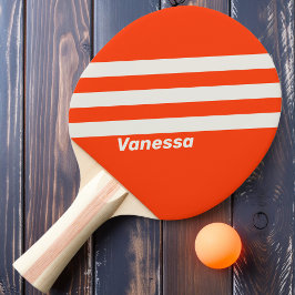 Retro Sunset Orange Drei Streifen mit Namen Tischtennis Schläger