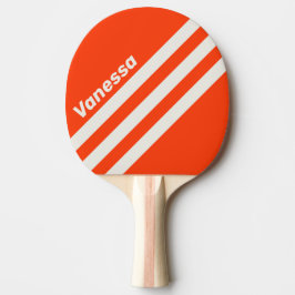 Retro Sunset Orange Three Angled Stripe with Name Tischtennis Schläger