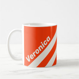 Retro Sunset Orange Three Stripes with Name Kaffeetasse