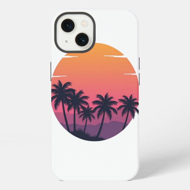 Retro Sunset Palm Trees iPhone Hülle (Rückseite)