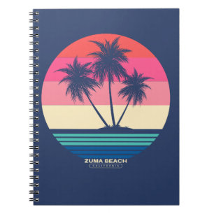 Retro Sunset Palm Trees Zuma Beach Notizblock