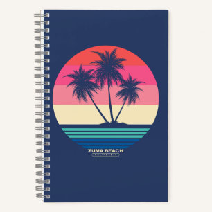 Retro Sunset Palm Trees Zuma Beach Notizbuch