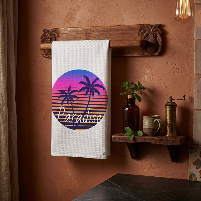 Retro sunset Paradise Geschirrtuch (Von Creator hochgeladen)